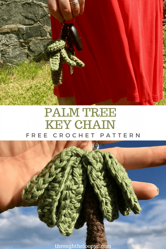 Palm Tree key Chain Free Crochet pattern. A quick and no-sew amigurumi pattern 